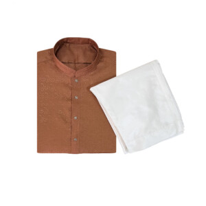 Brown Rust Jamawar kurta for men uk