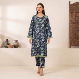Indigo Blue Floral Printed Ready Made Suits Birmingham