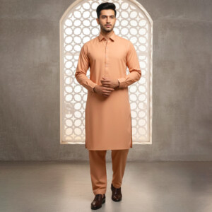 Mens Peachy Pink wholesale pakistani shalwar kameez uk