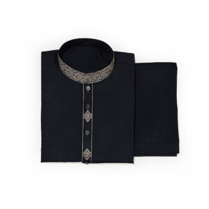 Black Color Embroidered Men's Pakistani clothes Canada