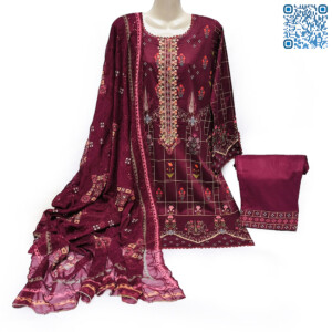 Dark Raspberry Embroidered Lawn pakistani clothes in toronto