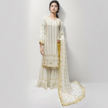 Pearl White gharara foraml party wear bradford