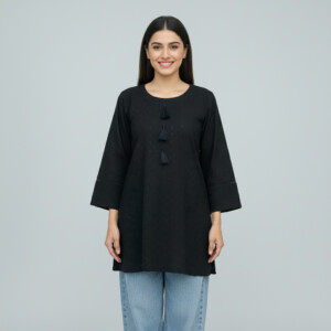 Black short length chikankari tops wholesale