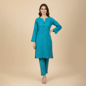 Bluish Cyan Chikankari Co Ord Wholesale