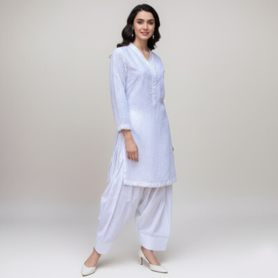 chikankari suit white