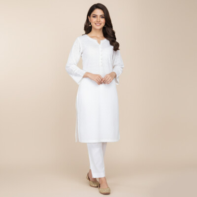 white chicken suit pakistani