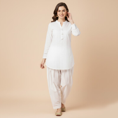 white chikan suit