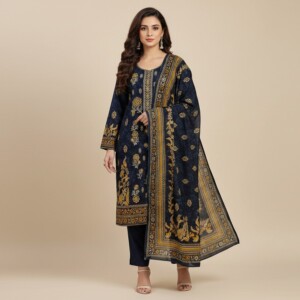 Black Dhanak Wholesale Pakistani Salwar Kameez