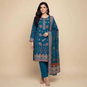 Bluish Cyan Dhanak Wholesale Pakistani Salwar Kameez
