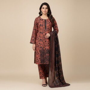 Brown 3pc dhanak Wholesale Pakistani Salwar Kameez