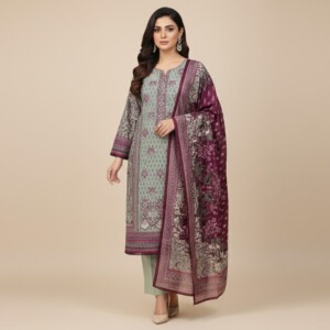 Light grey Linen Wholesale Pakistani Salwar Kameez